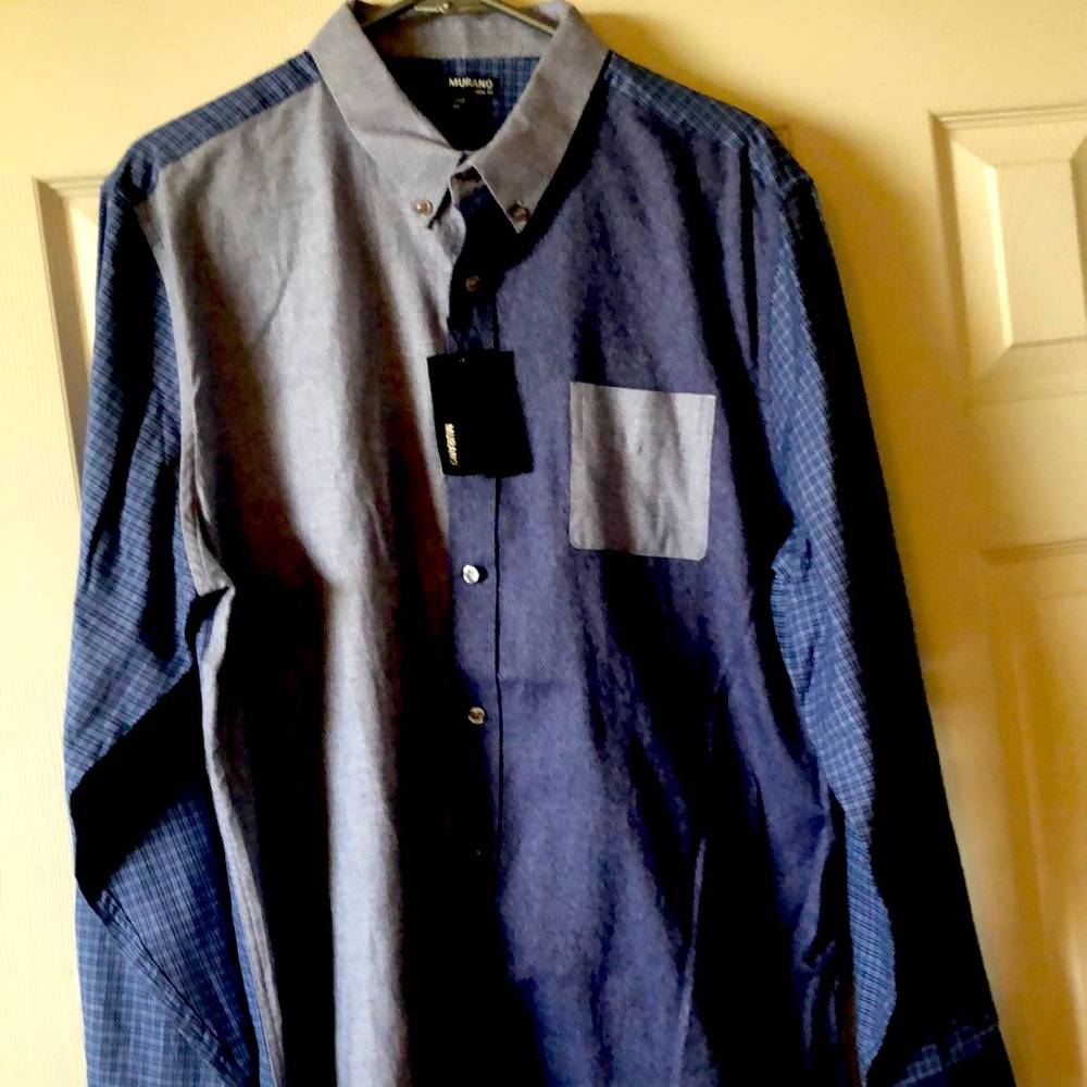 New Murano slim fit xl light and dark blue button down.